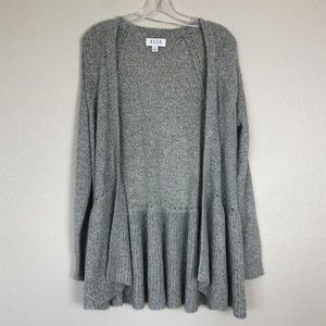 Elle Soft Heather Gray Peplum Open Front Cardigan M